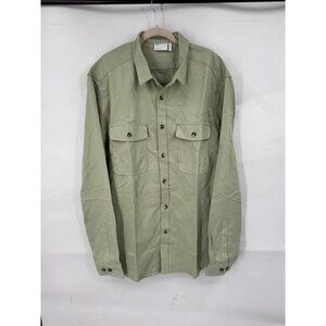ASOS Design Cotton Shacket Top Men‎ 2XL Green Long Sleeve Button Front
